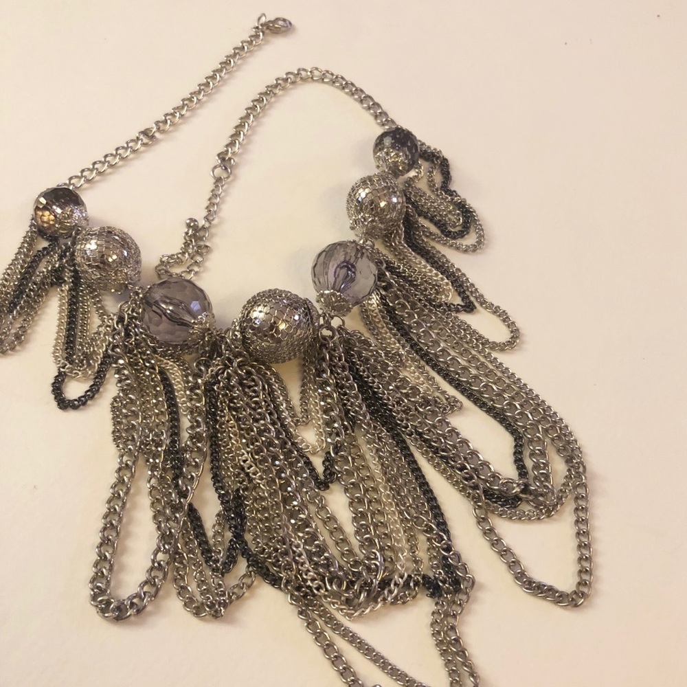 Vintage Silver Toned Statement Necklace - Picture 2 of 6